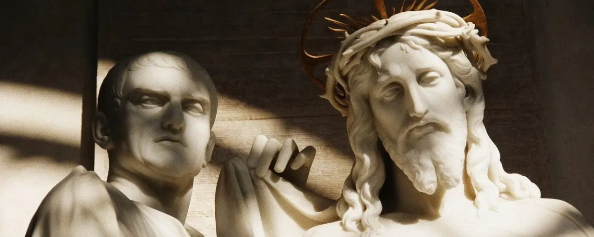 Marble Statues of Jesus and Caesar